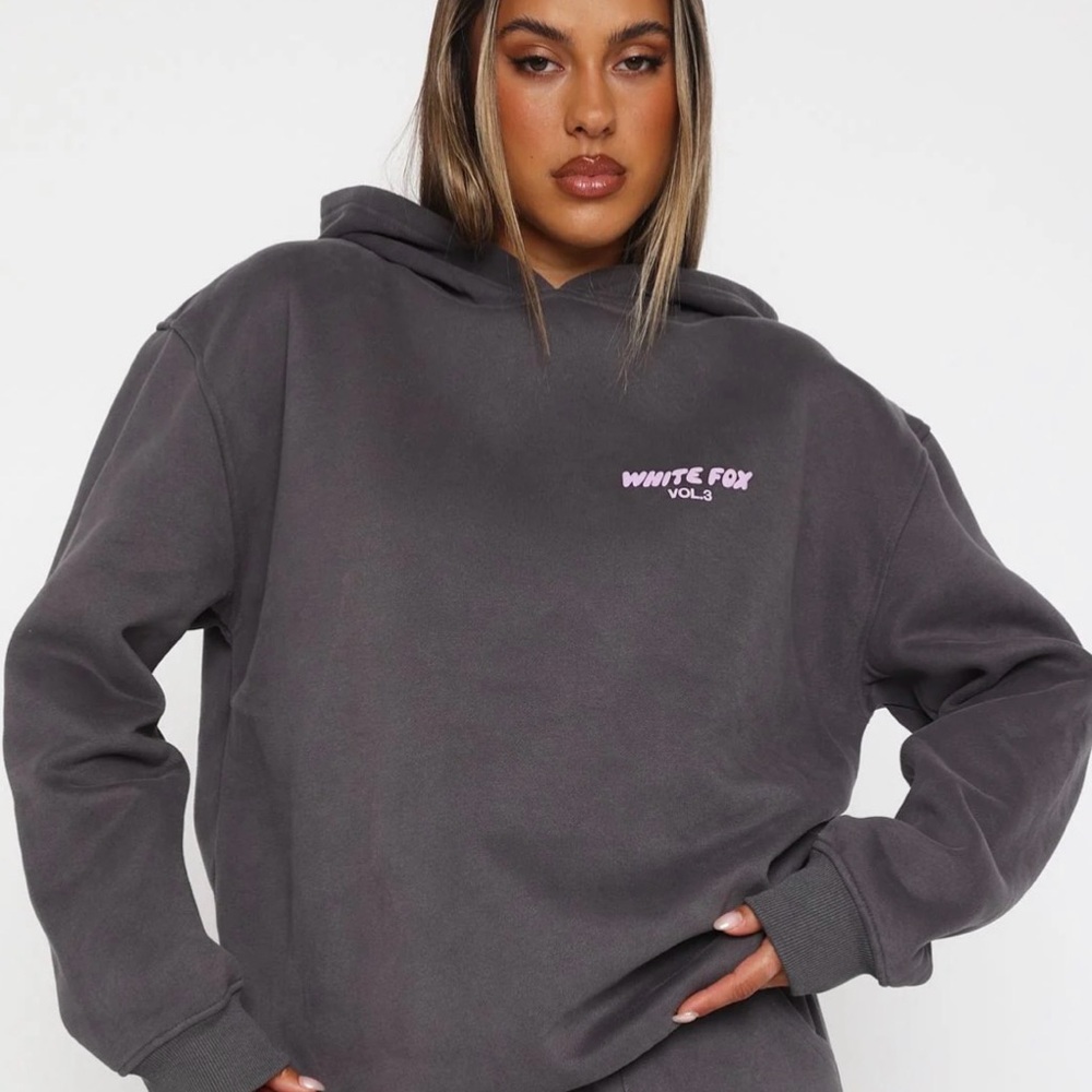 White Fox Boutique Charcoal Hoodie and shorts set
